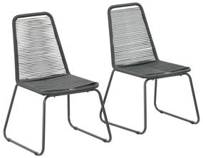 vidaXL Scaune de exterior, 2 buc., negru, poliratan