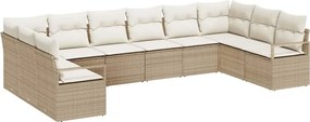 vidaXL Set de canapele pentru grădină 10 pcs Bej și Alb poliratan