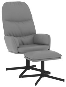 3097411 vidaXL Scaun relaxare cu taburet, gri închis, piele ecologică