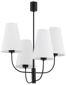 Lustra cu 4 brate design modern Safiano alb, negru