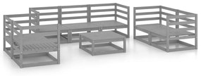 3075456 vidaXL Set mobilier de grădină, 8 piese, gri, lemn masiv de pin