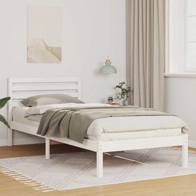 vidaXL Cadru de pat cu headboard Alb 90 x 220 cm Lemn de brad solid