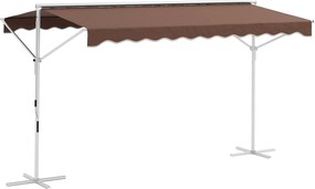 Outsunny Markiză autoportantă, cu înclinare reglabilă, manivelă, cadru metalic, rezistentă la intemperii, 4x3 m, cafea | Aosom Romania