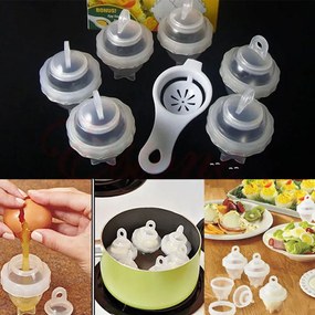 Pahare de fiert ouă fără coajă - set 6 buc + separator de gălbenuș de ou