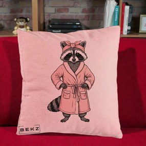 Perna Decorativa Albinuta Kawaii Vesela, 40x40 cm, Roz, Husa Detasabila, Perna Inclusa, BEKZ®