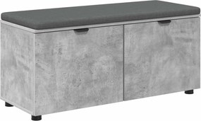 vidaXL Bancă pentru hol cu pernă cu raft Gri Beton 100 x 38 x 46 cm