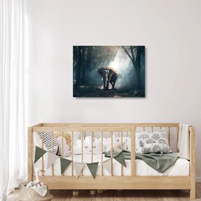 Tablou pe sticlă cu elefant în djunglă (70x50 cm)