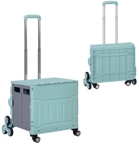 HOMCOM Carucior de cumparaturi Einkaufswagen, Treppensteiger, pliabil, Maner Telescop, pana la 65 kg capacitate de incarcare, Verde | Aosom Romania