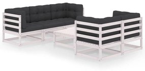 3076380 vidaXL Set mobilier de grădină cu perne, 6 piese, lemn masiv de pin