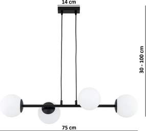 Brilagi - Lustru suspendat pe cablu MILO 4xE27/60W/230V negru