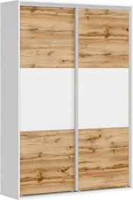 Dulap FLEX, alb/stejar wotan, PAL, cu 2 usi, 150x45x218 cm