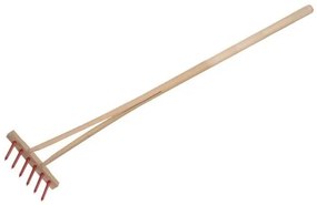 Grebla cu mâner - roșie cu 6 pini lemn/plastic 90 cm