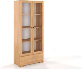 Vitrină lemn masiv TerraCraft Fag 1 Sertar, 80 × 38 × 182 cm - Natural