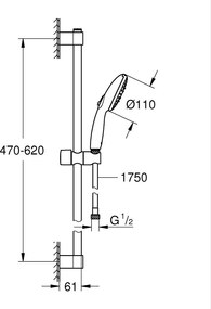 Set dus crom cu bara, para dus si furtun Grohe Tempesta New 100
