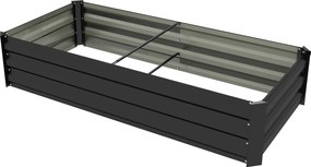 Outsunny Jardinieră dreptunghiulară bac de flori în oțel cu margine de siguranță și fund deschis negru | Aosom Romania