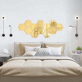 Autocolante de perete 12 buc. 17x20 cm Hexagons Gold – Ambiance