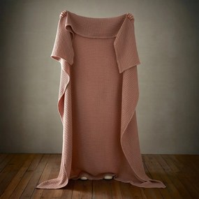 Pătură roz prăfuit din bumbac 150x200 cm Jaipur Chunky Waffle – Pineapple Elephant