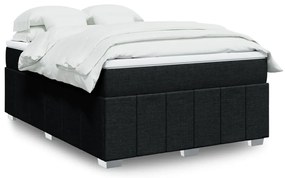 vidaXL Pat box spring cu saltea, negru, 140x190 cm, textil