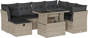vidaXL Set mobilier de grădină cu perne, 8 piese gri deschis poliratan