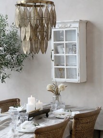 Dulap de perete shabby chic, alb antichizat, cu 2 polițe și ușă din sticlă