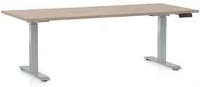 Masa inaltime reglabila OfficeTech D, 180 x 80 cm, bază gri, stejar