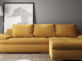 Colțar extensibil dumonde cu ladă de depozitare si sezut confortabil din spuma high-density, Leonardo Zoom Mustar 260x185 cm II