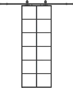 vidaXL Ușă glisantă cu set de feronerie neagră 76x205 cm Sticlă ESG