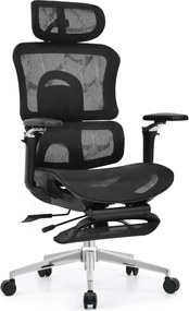 Scaun Ergonomic Premium ErgoFlex UltraMesh 5D cu Suport Lombar, Spătar Reglabil pe Înălțime, Șezut Translație, Reclinabil, Negru