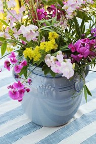 Ghiveci din ceramică glazurată manual 2L bleu deschis înalt, „Brobacka"