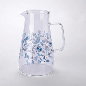 decoDoma Carafă din sticlă FLORI ALBASTRE 1450 ml