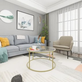 Măsuță de cafea BERLIN 80x45 cm auriu/transparent