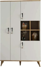 Dulap GRD0103, alb/stejar, PAL melaminat, cu 4 usi, 106x47x174 cm