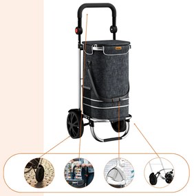 Jurhan Geantă de cumpărături pe roți EASY, 50L, negru