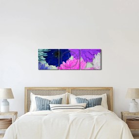 Tablou cu flori colorate (cu ceas) (90x30 cm)