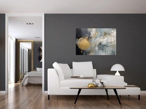 Tablou - Abstracție cu minge de aur (90x60 cm)