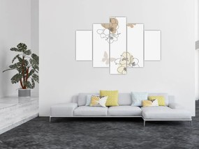 Tablou - Flori bej cu fluture N⁰2 (150x105 cm)