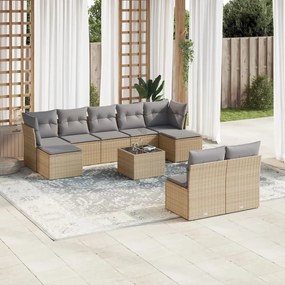 vidaXL Set canapele de grădină cu perne, 10 piese, bej, poliratan