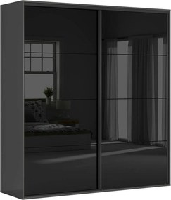 Dressing FLEX, gri grafit/negru lucios, PAL, cu 2 usi, 220x66x240 cm