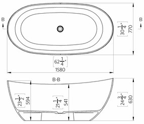 Cada freestanding, din compozit, 158x77 cm, fara preaplin, Marmite Colmar