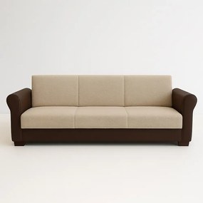 Canapea extensibila 3 loc cu spatiu de depozitare – stofa maro si maro deschis – Country