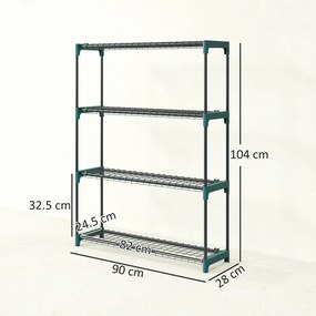 Outsunny Raft pentru Plante pe 4 Niveluri, Set de 2 Suporturi pentru Plante, din Oțel cu Catarame pentru Montaj Ușor, Expunere Ghivece Grădină și Balcon, 90x28x104 cm | Aosom Romania