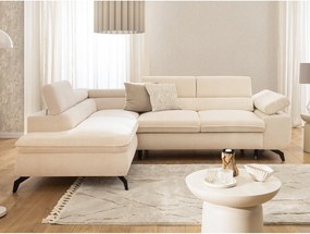 Colțar crem cu tapițerie din chenille (cu colț pe partea stângă/în formă de ”L”) Marbeya – Ropez