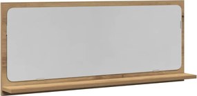 vidaXL Raft cu Oglindă cu raft stejar artizanal 90 x 10,5 x 37 cm