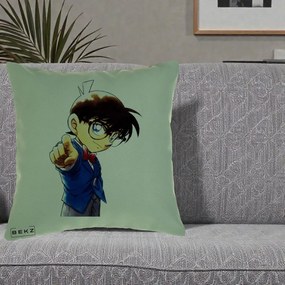 Perna Personalizata Detective Conan Conan Arata, 40x40 cm, Verde, Husa Detasabila, Perna Inclusa, BEKZ®