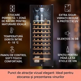 Klarstein Barossa 54S, răcitor de vinuri, 155 l, 54 de sticle, ușă de sticlă, tactil