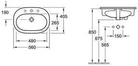 Villeroy & Boch O.NOVO - Lavoar încastrat 56 x 41 cm, ceramică, alb (416156R1)