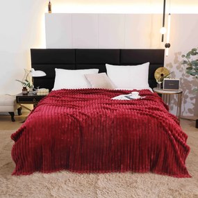 Patura Cocolino pufoasa cu dungi 200 x 230 cm, Bordo
