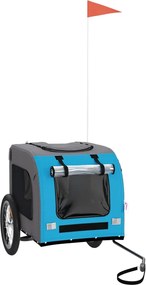 vidaXL Remorcă bicicletă animale companie, albastru/gri, oxford/fier