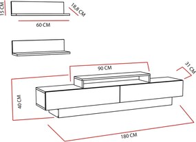 Comoda TV cu 2 rafturi, Zena Home, Lucca, pal melaminat, alb