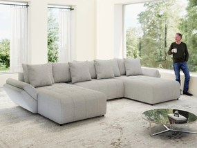 Colțar extensibil dumonde cu ladă de depozitare si sezut confortabil din spuma high-density, Berlin U Euphoria Dove 380x180 cm